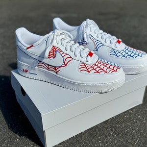 Custom Spider Web Air Force Sneakers, Multi-color Optional