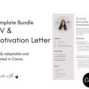 CV & Motivation Letter Bundle / Ready to Download / Canva Template