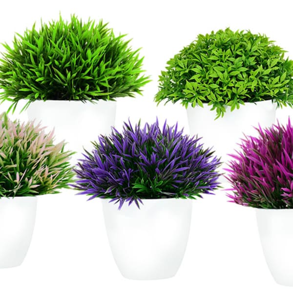 Artificial Plants Potted Green Bonsai Small Tree Grass Plants Fake Flowers for Home Decoration