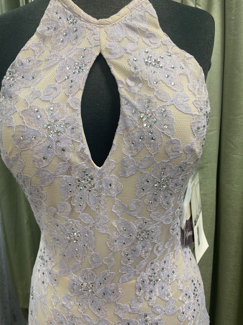Lace See Through with Beaded Bodice Gowns Lilac