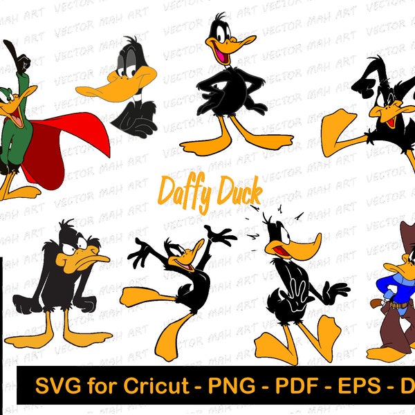 Daffy Duck Svg Bundle, Daffy Duck  Png, Daffy Duck  Cricut, Silhouette Clipart Digital Vector Cut File, Instant Downlaod, SVG,Tshirt