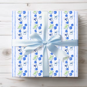 Wrapping Papers, Mahjong Gift Wrap, Blue and White Chinoiserie, Oriental Tile Game Party Supplies, Mahjongg Lover Gift, Luxury Birthday Gift