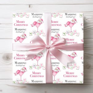 Mahjong Wrapping Papers, Christmas Mah Jongg Holiday Gift Wrap, Mahj Gift Paper, Martini Mahjong, Christmas Gift Paper  for Mahjong Lover