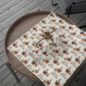 Birthday Wrapping Papers, Aged To Perfection Whisky, Brandy, Cocktail, Gift For Him, Men's Gift Wrap, Happy Birthday Celebration Supplies image 5