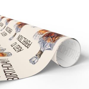 Birthday Wrapping Papers, Aged To Perfection Whisky, Brandy, Cocktail, Gift For Him, Men's Gift Wrap, Happy Birthday Celebration Supplies image 3