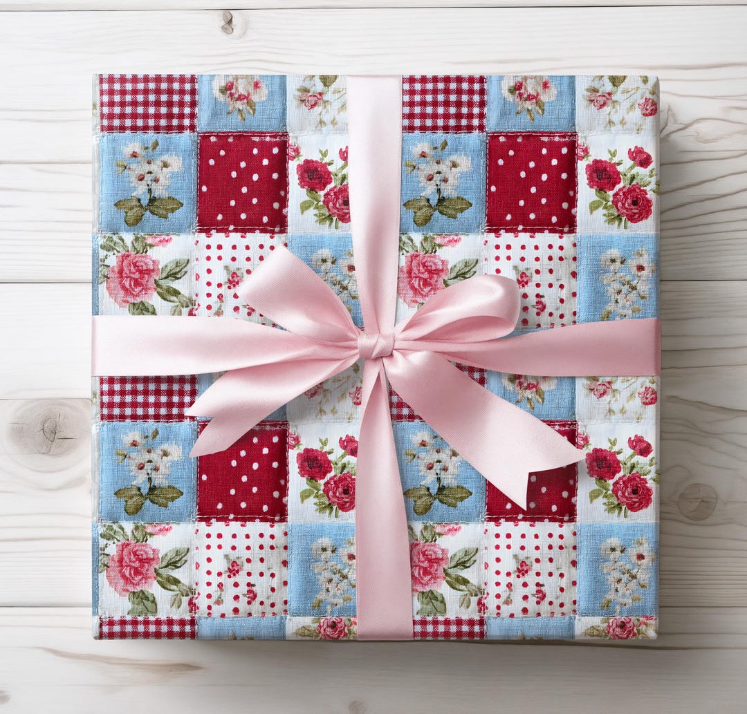 Vintage Quilt Pattern Wrapping Paper, Cottagecore Gift Wrap - Etsy