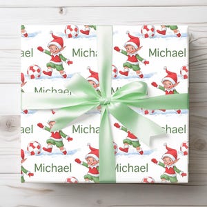 Personalized Soccer Christmas Wrapping Paper | Custom Name Gift Wrap