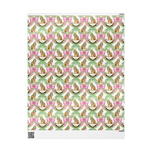Wrapping Papers, Cheetah Pink Preppy Christmas Gift Wrap, Watercolor Leopard Print Decorative Paper, Festive Luxury Holiday Wrap, Stylish image 3