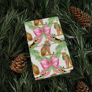 Wrapping Papers, Cheetah Pink Preppy Christmas Gift Wrap, Watercolor Leopard Print Decorative Paper, Festive Luxury Holiday Wrap, Stylish image 6