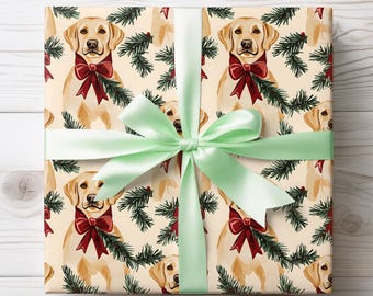 Labrador Retriever Christmas Wrapping Paper, Yellow Lab Holiday Gift Wrap, Dog Lover Wrap, Family Pet Lab Xmas Wrap for Presents