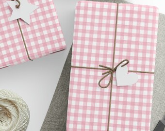 Pink Gingham Wrapping Paper, Gingham Gift Wrap, Pink Wrapping Paper, Gift Supplies, Gift Wrap For Female, Pink Gift Wrap, Gift for Her