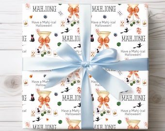 Mahjong Halloween Geschenkpapiere, Geschenkpapier, Mahjong Geschenkpapier, Mahj Halloween Geschenk, Mahjongg Party Geschenkpapier, Einzigartiges Geschenkpapier