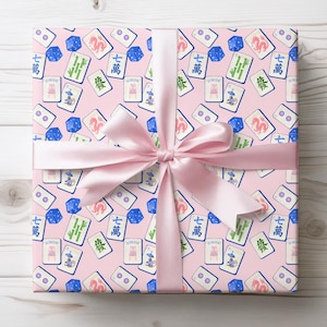 Mahjong Wrapping Papers, Mahjong Gift Paper,Tile Game Party Supplies, Luxury Birthday Wrap, Preppy Grandmillennial Mahj, Mahjongg Lover Gift
