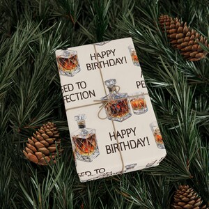 Birthday Wrapping Papers, Aged To Perfection Whisky, Brandy, Cocktail, Gift For Him, Men's Gift Wrap, Happy Birthday Celebration Supplies image 6