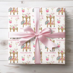Wrapping Paper for Mahjong Enthusiasts, Chinoiserie Martini Gift Wrap, Preppy Mahj Cocktail Party, Whimsical Mahjongg, Luxury Wrap Martini