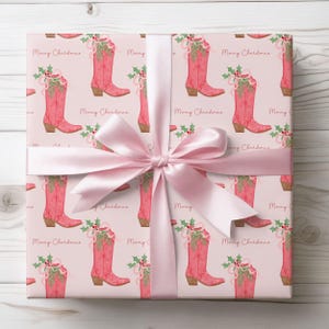 Christmas Wrapping Paper, Cowboy Boot Holiday Gift Wrap,Wrapping Papers, Holiday Cowgirl Boot Paper, Xmas Western Christmas Wrap, Gift