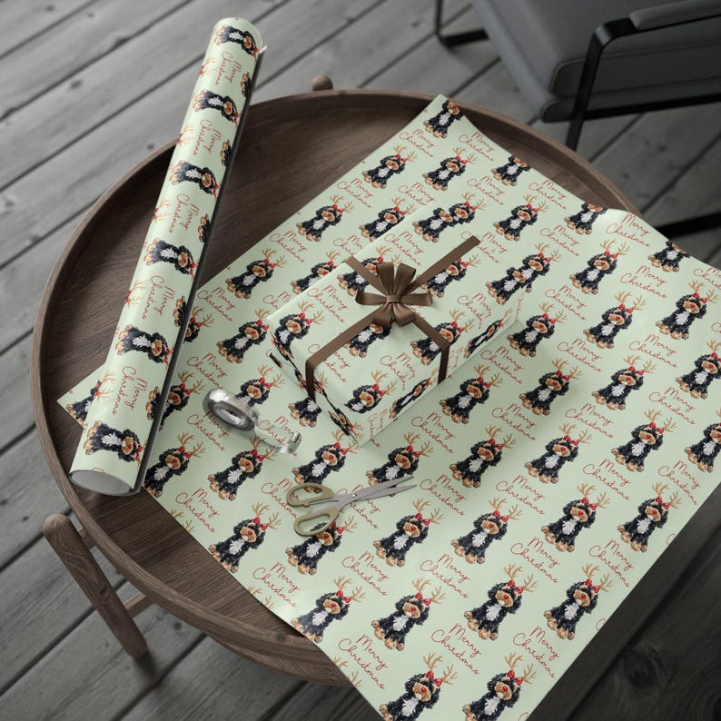 Christmas Bernedoodle Dog Holiday Wrapping Paper, Labradoodle Gift Wrap, Dog Lover Wrap Xmas Wrap, Pet Dog Owner Gift, Festive Gift Wrap, image 5
