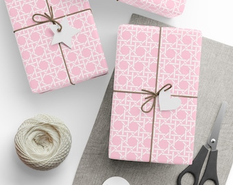 Pink Wicker Pattern Wrapping Paper, Preppy Gift Wrap