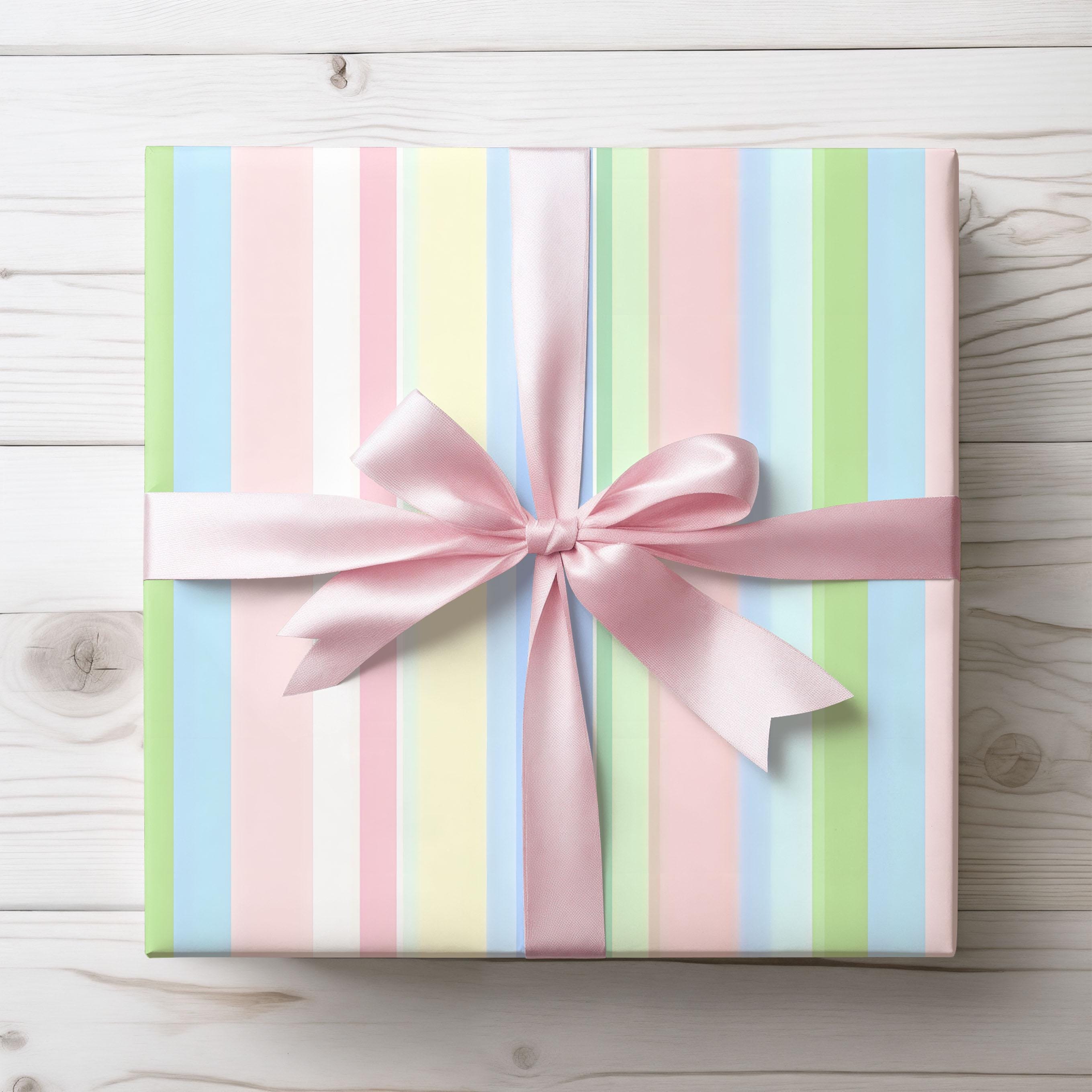 Pastel Stripe Wrapping Paper, All Occasion Gift Wrap, Wedding, Birthday, Baby Shower, Bridal Shower, Valentines Day, Mother's Day Gift