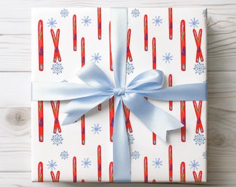 Ski & Snowflake Wrapping Paper – Winter Wrapping Paper, Gift Wrap Winter Sports