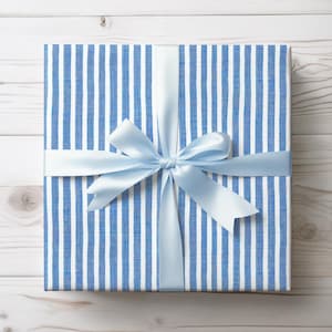 Carta da regalo, carta da regalo in tessuto Oxford a righe blu e bianche per tutte le occasioni, compleanno, Natale, regalo, festa del papà, regalo di laurea