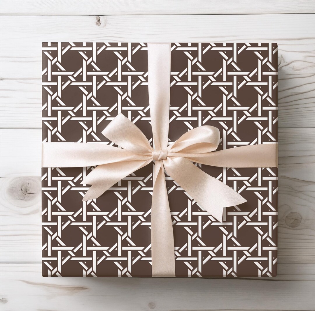 Brown Cain Woven Pattern Wrapping Paper: Elegant Gift Wrap - Etsy