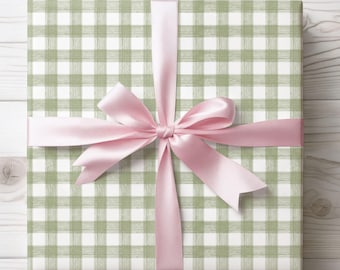 Gift Wrap, Sage Green Gingham Luxury Wrapping Paper,Preppy Gift Paper, Gift Packaging, Present Decoration, Craft Supplies, Wrap Supplies
