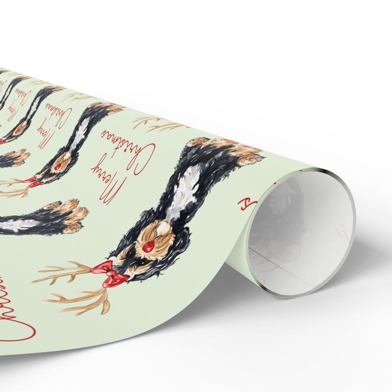 Christmas Bernedoodle Dog Holiday Wrapping Paper, Labradoodle Gift Wrap, Dog Lover Wrap Xmas Wrap, Pet Dog Owner Gift, Festive Gift Wrap, image 3