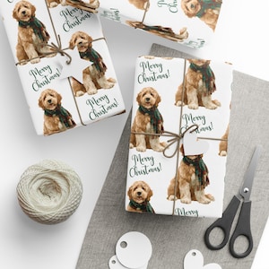Goldendoodle Christmas Gift Wrap - Family Pet Holiday Wrapping Paper, Dog Lover Gift, Labradoodle Pet Design, Puppy Xmas Wrap,Dog Lover wrap