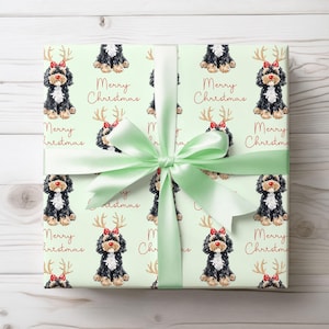 Christmas Bernedoodle Dog Holiday Wrapping Paper, Labradoodle Gift Wrap, Dog Lover Wrap Xmas Wrap, Pet Dog Owner Gift, Festive Gift Wrap,