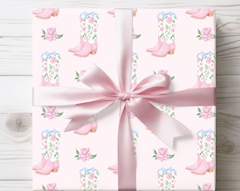 Carta da regalo floreale con stivali da cowboy rosa, carta da regalo per compleanno da cowgirl