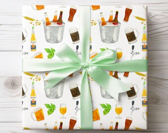 Papier cadeau sur le thème de la bière, 21e anniversaire, Oktoberfest, papier cadeau fête des pères