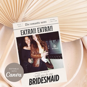 Journal de demande en mariage, modèles de cartes de demande en mariage modifiables, journal « Veux-tu être ma demoiselle d'honneur », demande en mariage DIY