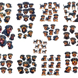 Rottweiler Dog Stickers, cartoon rottweiler sticker, digital rottweiler sticker, rottweiler stickers for car, laptop