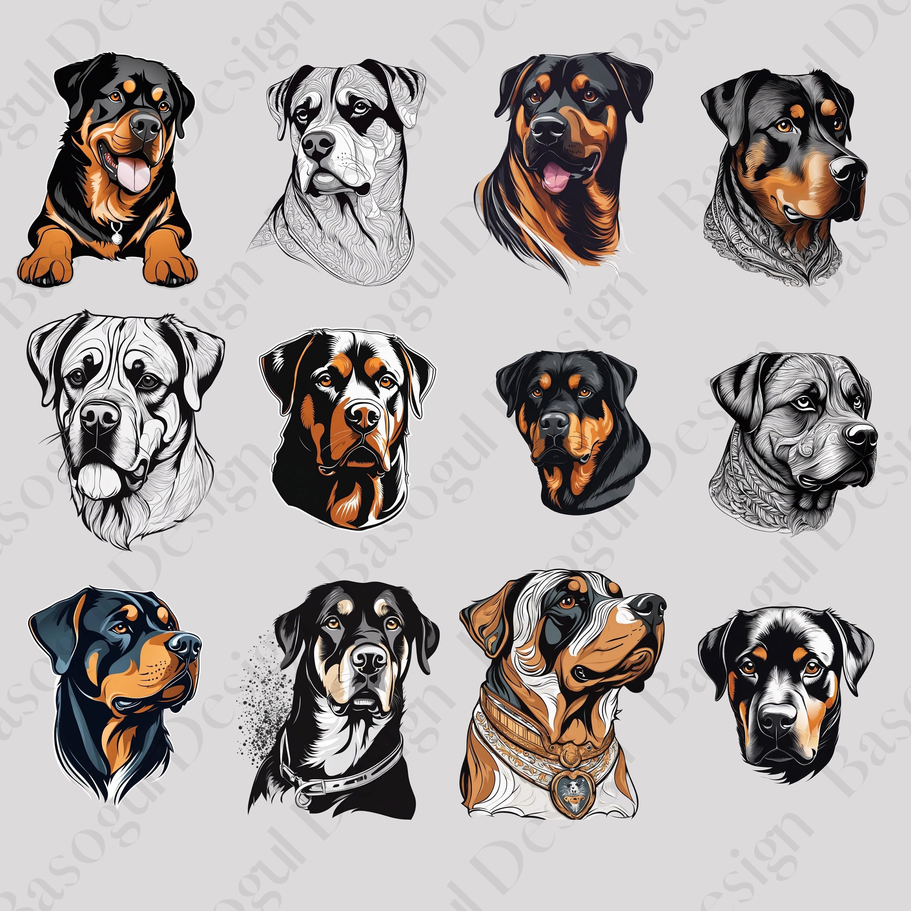 Rottweiler Clipart Png Dog Clipart Printable Rottweiler Head ...