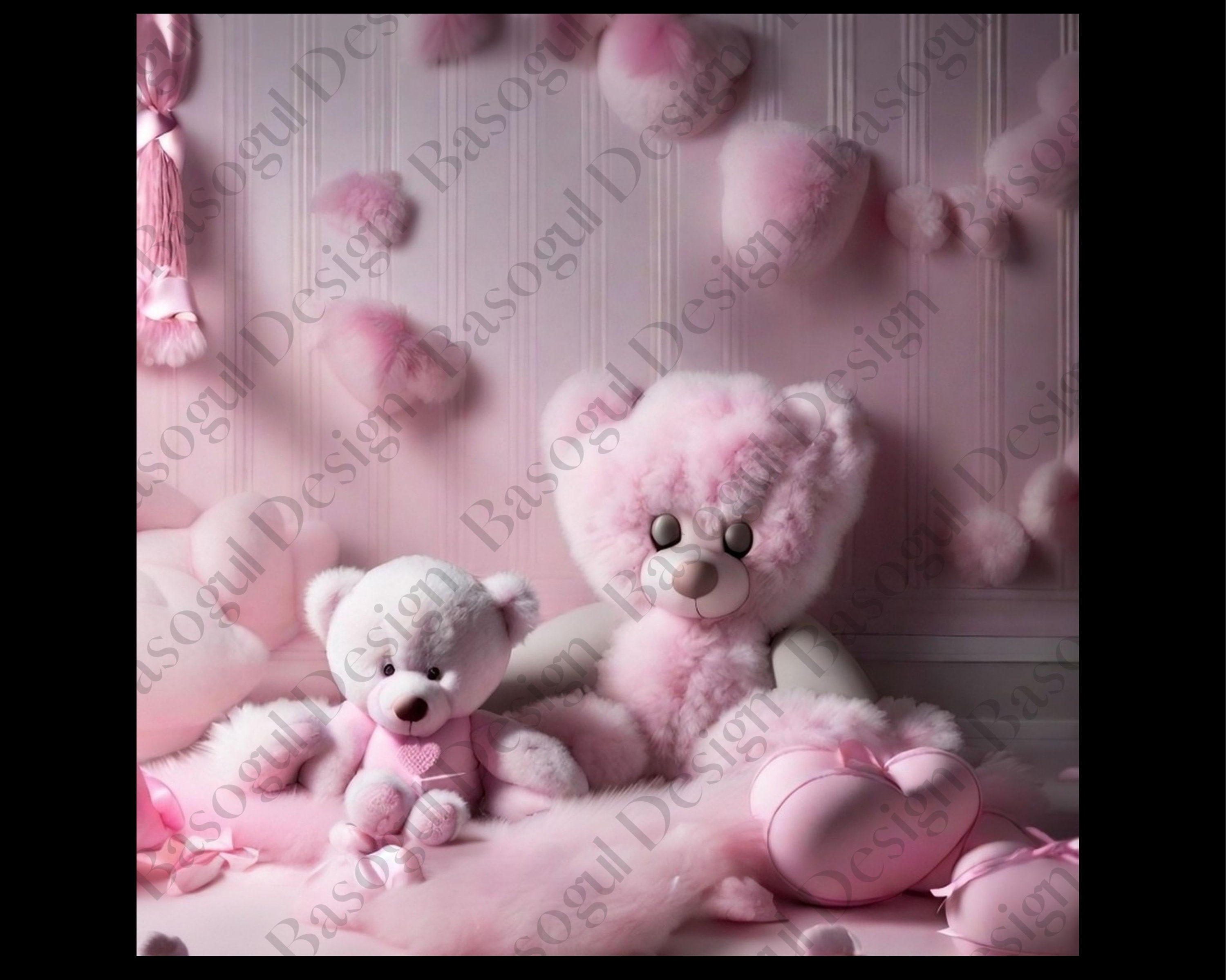 Teddy Bear Newborn Digital Backdrop Pink Teddy Bear Prop Etsy