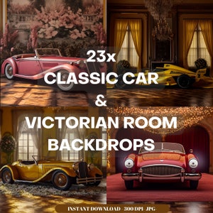 Classic Car Wedding Digital Backdrop Maternity Props Classic Car photography backdrop, Victorian room background, Photoshop Overlays