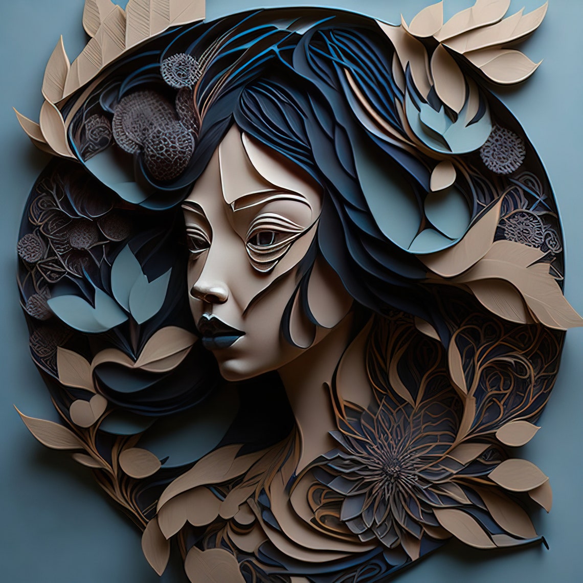 4 Files Vietnamese Lady Paper Quilling Set Printable AI Etsy