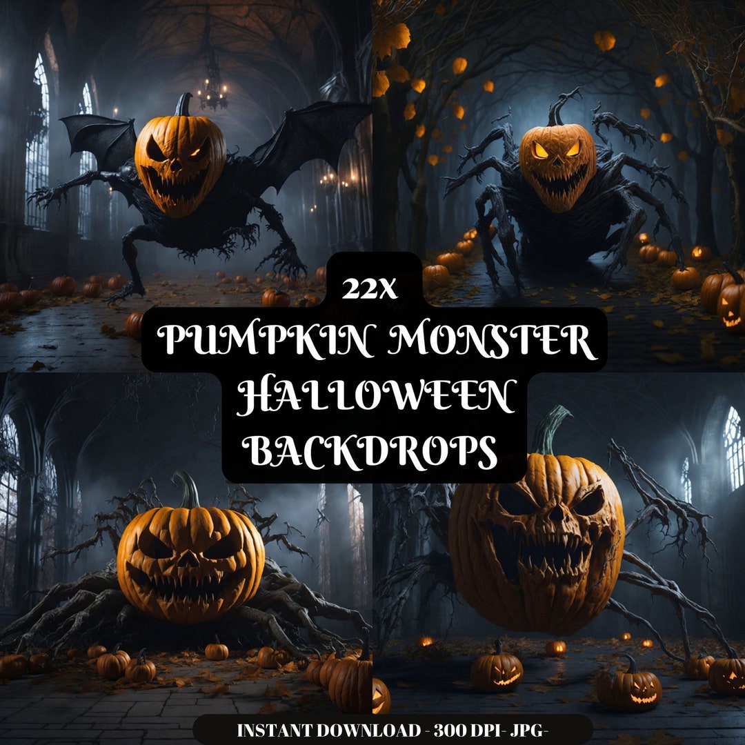 Halloween Backdrop Pumpkin Monster: halloween DIGITAL Backdrop Monster Background Halloween ...
