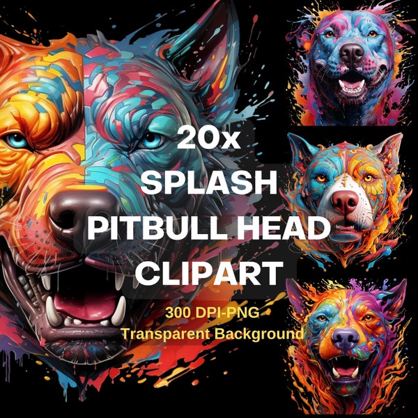 Pitbull clipart png, 3d pitbull clipart, printable colorful pitbull clipart for tshirt sticker wall art, psychedelic pitbull clipart bundle,