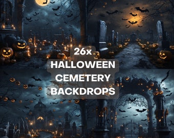 Halloween Backdrop Cemetery: "HALLOWEEN DIGITAL BACKDROP" Halloween bat party decor kids photography overlay graveyard cemetery background