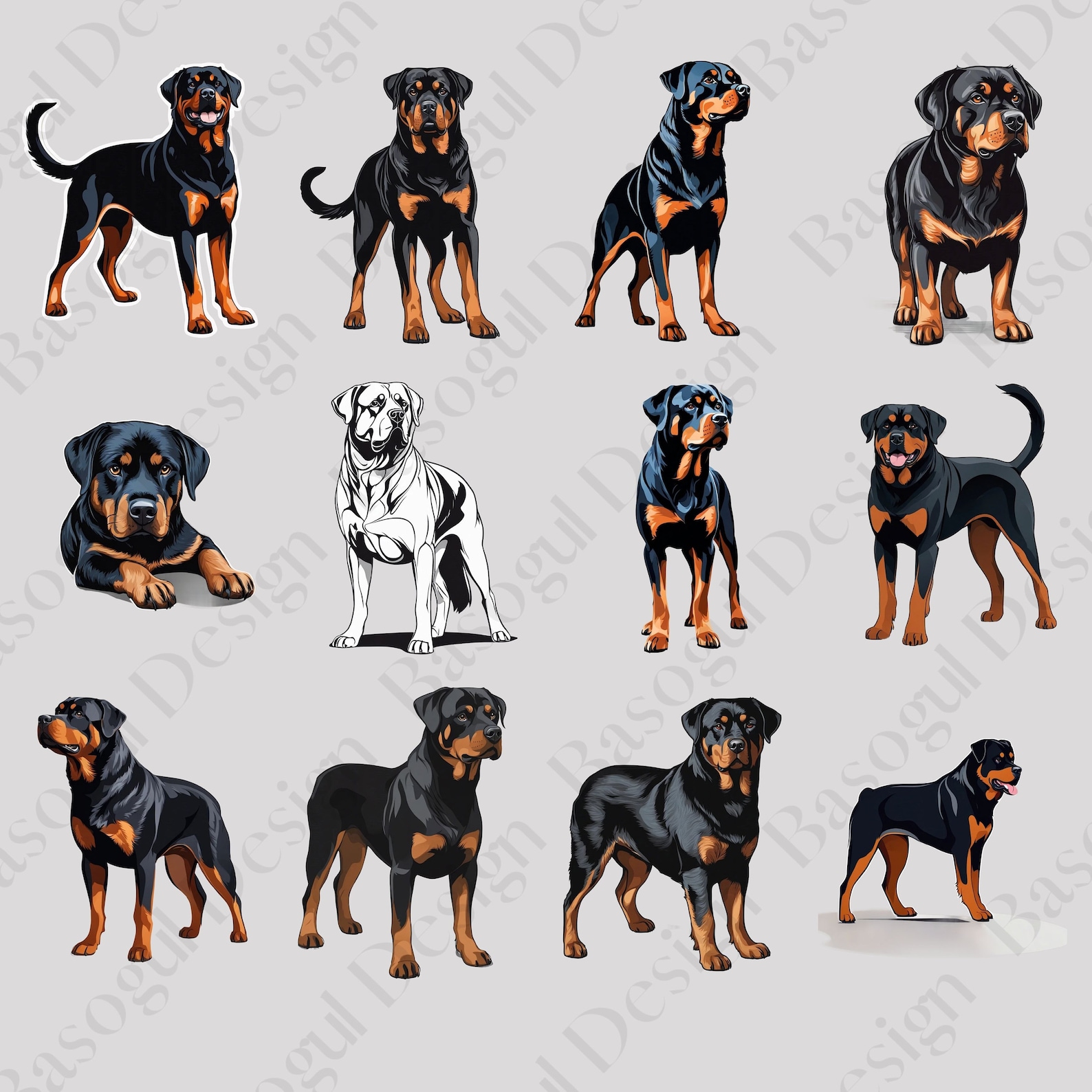 Rottweiler Clipart Png Dog Clipart Printable Rottweiler Head ...