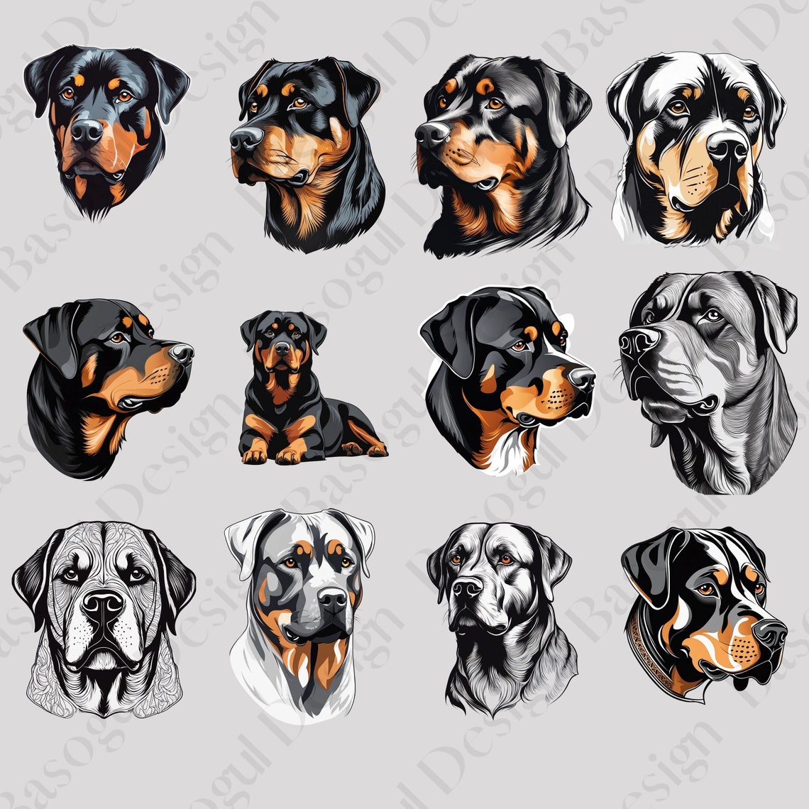 Rottweiler Clipart Png Dog Clipart Printable Rottweiler Head ...