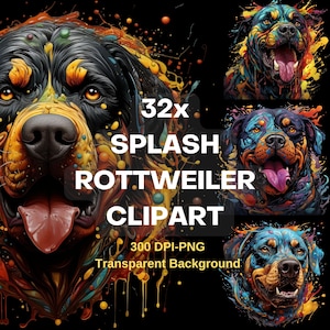 Rottweiler clipart png, 3d Rottweiler clipart, printable Rottweiler for tshirt sticker wall art, bundle psychedelic Rottweiler clipart