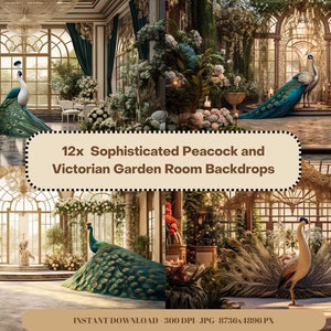 Wedding Maternity Backdrop, Peacock ,Victorian Garden Room Backdrop, Maternity prop, Wedding Photo shoot, Victorian digital background