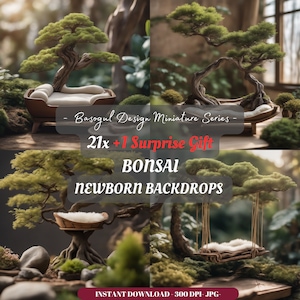 Newborn Digital Backdrop, Baby Girl, Boy Prop, Newborn Photo Shoot, Floral, Garden, Digital Background, Bundle, Bonsai, Fur, Newborn Prop