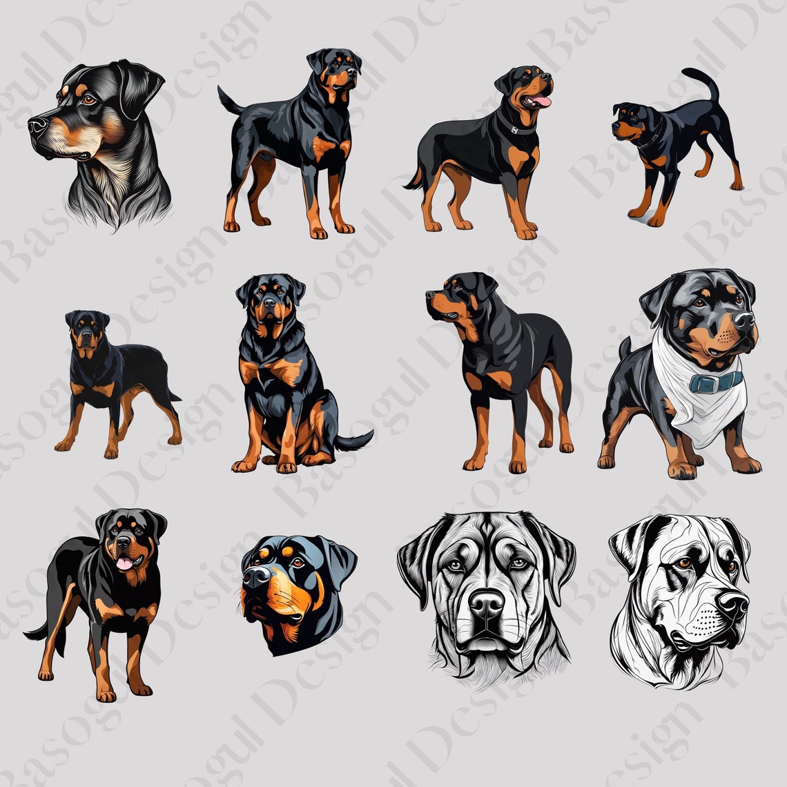 Rottweiler Clipart Png Dog Clipart Printable Rottweiler Head ...