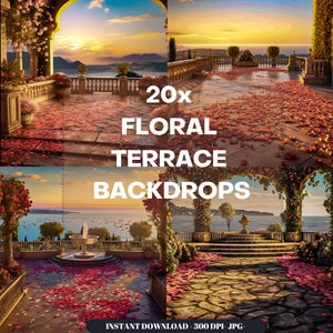 Terrace Wedding Maternity Backdrop, Floral Terrace, Portrait, Ceremony Floral Terrace Background Props, Wedding Terrace Photoshoot