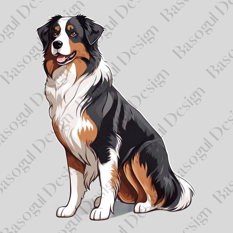 Australian Shepherd Clipart Png Dog Clipart Printable - Etsy