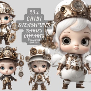 Chibi Steampunk Baby Clipart png: "CHIBI BABY CLIPART" 3D kleines Mädchen Junge Chibi Clipart Baby Bundle Steampunk Printable Kawaii süß wenig."